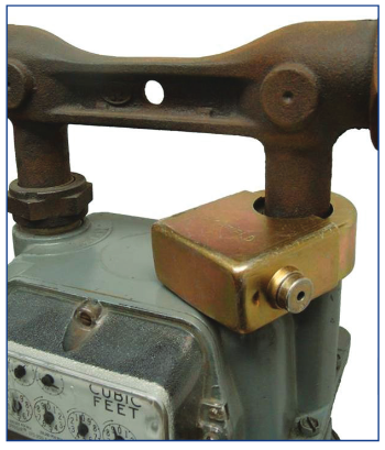meter swivel nut lock installed on gas meter
